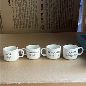 Chic White Espresso Mug Set with Playful Text